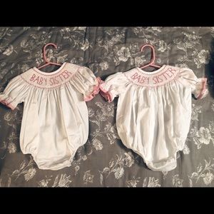 Smocked Auctions Baby Sister Onesie Bubble Outfit